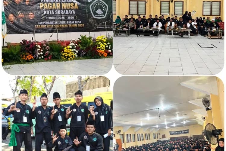 Pelantikan Pagar Nusa Surabaya: 7 Siswa Ranting Kodam V/Brawijaya PAC Wonokromo Warnai Pengesahan 485 Santri