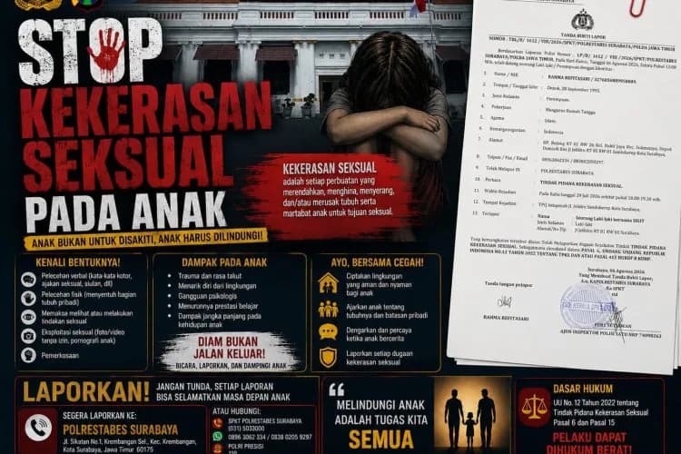 Polrestabes Surabaya Resmi Terima Laporan Korban, Dugaan Kekerasan Seksual di TPQ Sambikerep, Surabaya