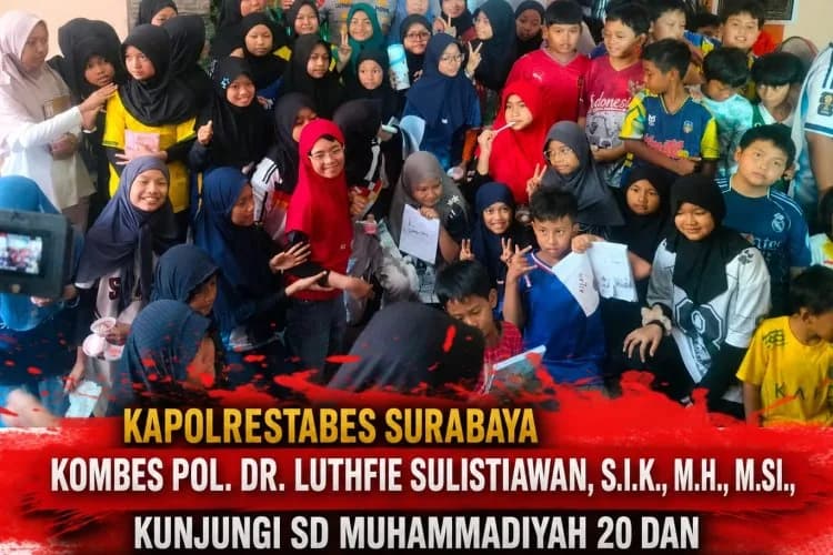 Kapolrestabes Surabaya Kombes Pol. Dr. Luthfie Sulistiawan, S.I.K., M.H., M.Si., Kunjungi SD Muhammadiyah 20 dan Beri Motivasi dan Hangatkan Suasana Belajar
