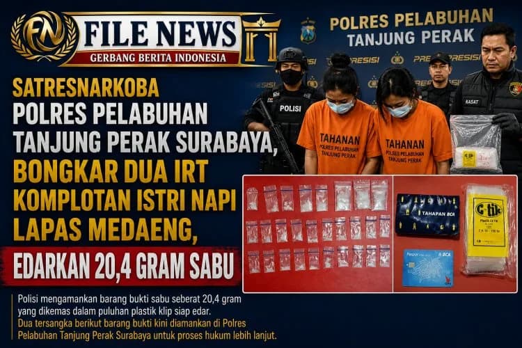 Satresnarkoba Polres Pelabuhan Tanjung Perak, Bongkar Dua IRT Komplotan Istri Napi Lapas Medaeng, Edarkan 20,4 Gram Sabu