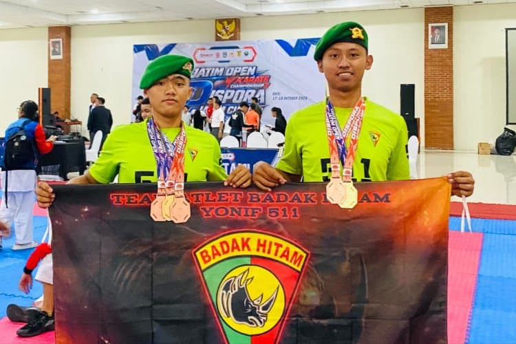 Borong 5 Medali di Kejuaraan Karate Jatim Open Kadispora II 2026, Danrem Erwin Apresiasi Prestasi