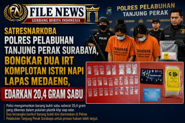 Satresnarkoba Polres Pelabuhan Tanjung Perak, Bongkar Dua IRT Komplotan Istri Napi Lapas Medaeng, Edarkan 20,4 Gram Sabu